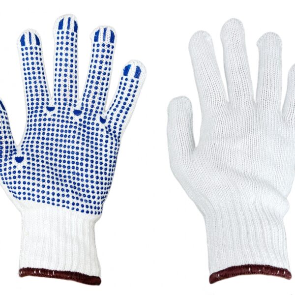 RL1426 Magic Blue polyester knit gloves with vinyl dots 7-11