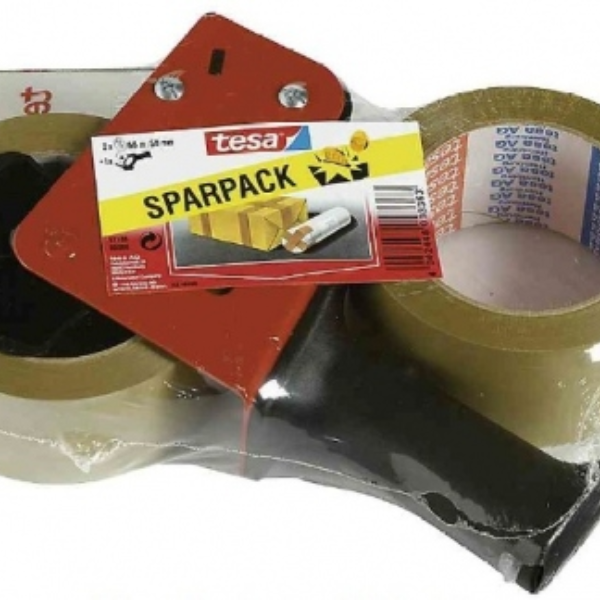 Tesa 57108 Packing Tape Dispenser + 2 Packing Tape 50 x 66 mm