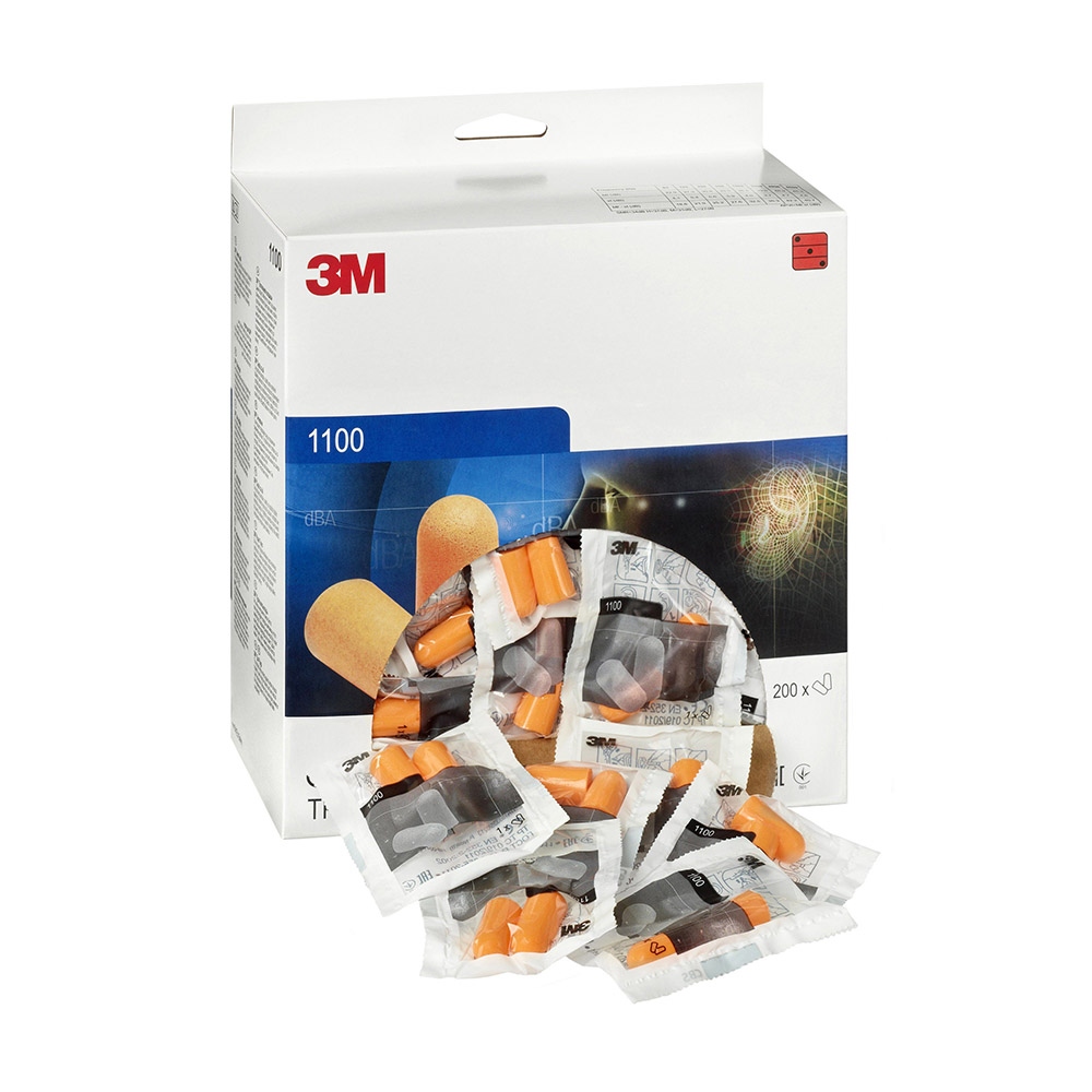 3M 1100 Earplugs orange SNR 37 dB, 200 Pair / Box