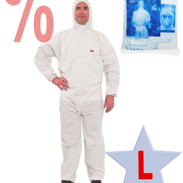 3M Chemical Protection Coverall 4532+ white, cat. 3 type 5/6, size L