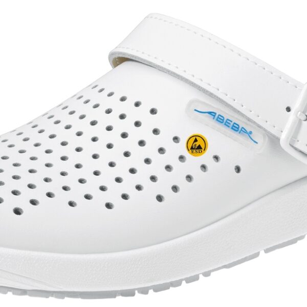Abeba 5300 Rubber leather perforated medical clogs white OB ESD SRC
