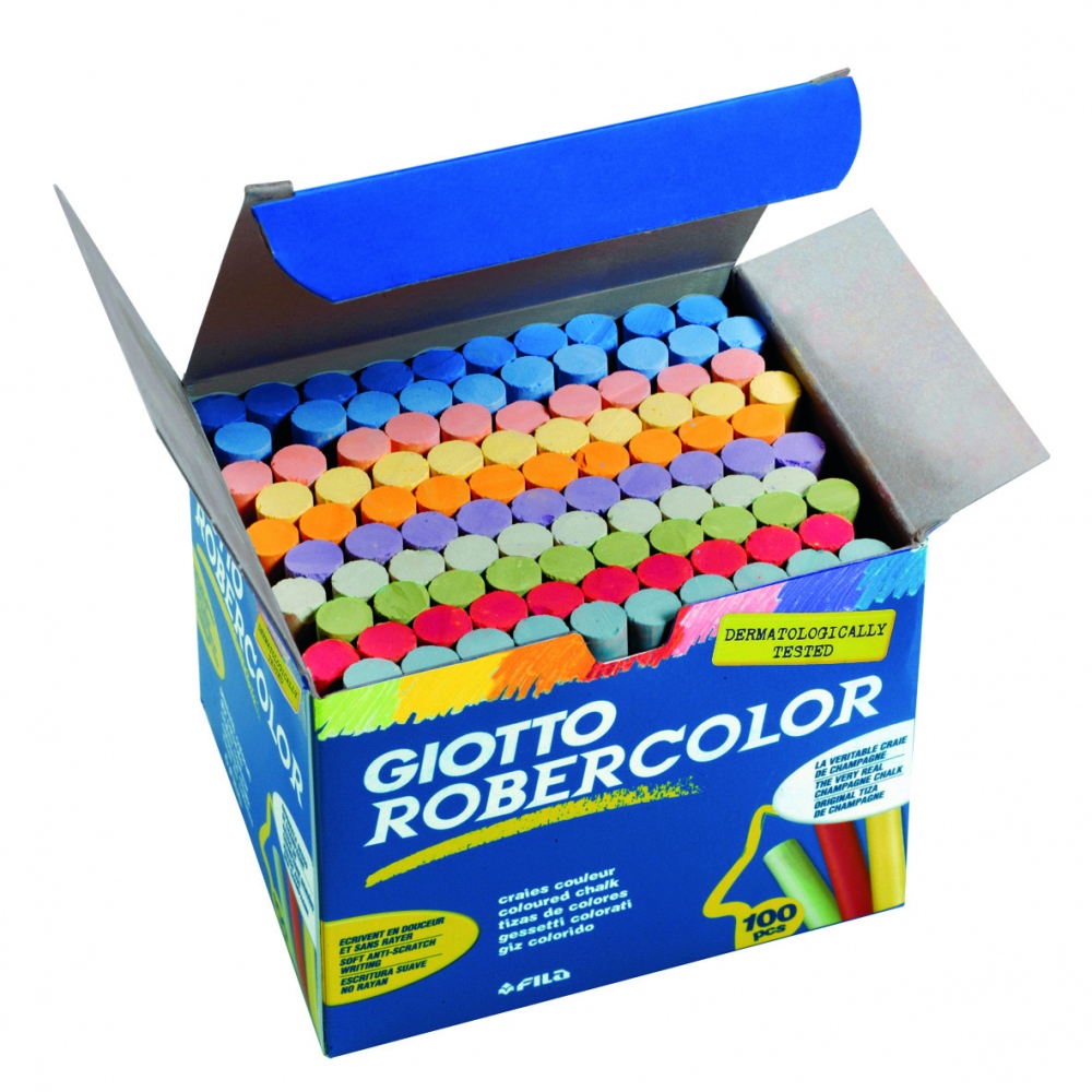 Fila 539000 Giotto Robercolor Box of 100 colored chalks 80x10mm