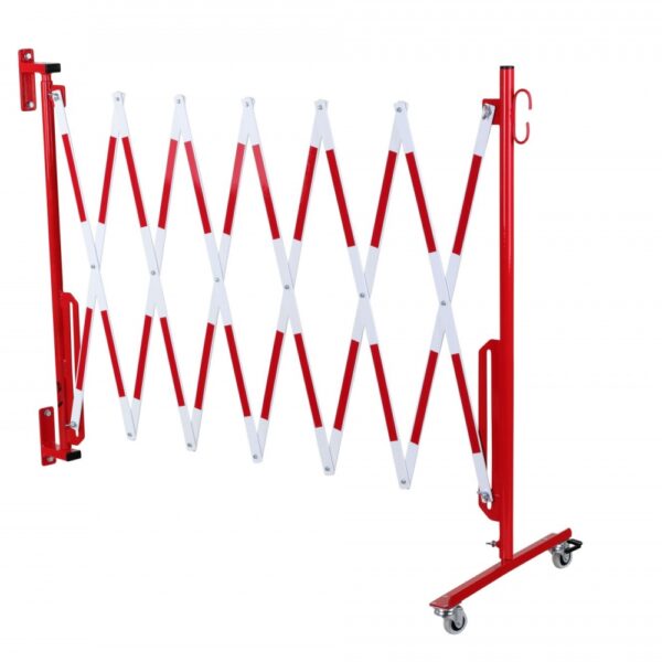 CRASH STOP 70-10W Expandng barrier castors-wall, red-white, 3.6 m