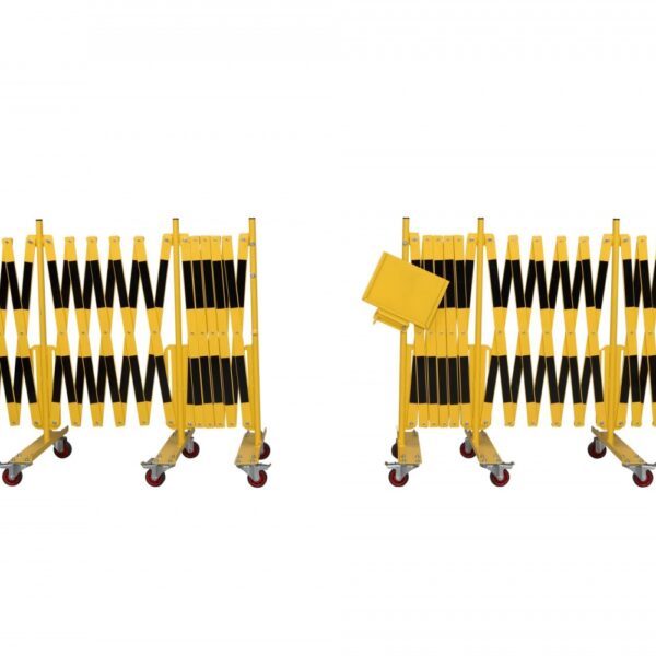 CRASH STOP 70-130 Expandng barrier Set, yellow-black, 2 x 8,0 m