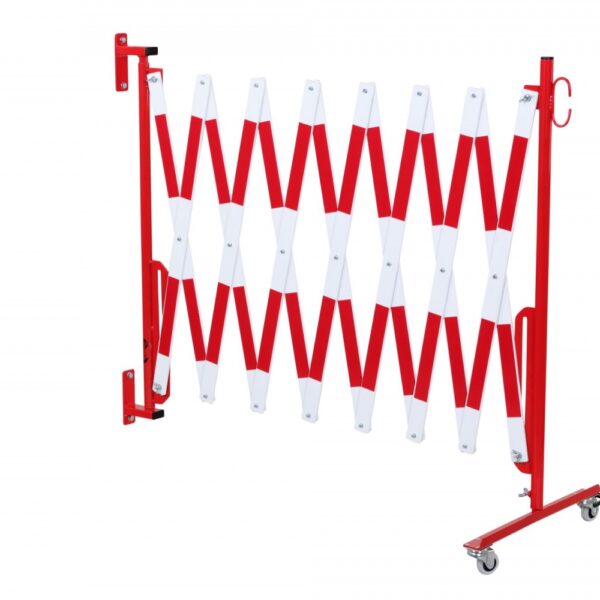 CRASH STOP 70-20W Expandng barrier castors-wall, red-white, 4.0 m
