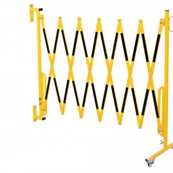 CRASH STOP 70-30W Expandng barrier castors-wall, yellox-black, 3.6 m