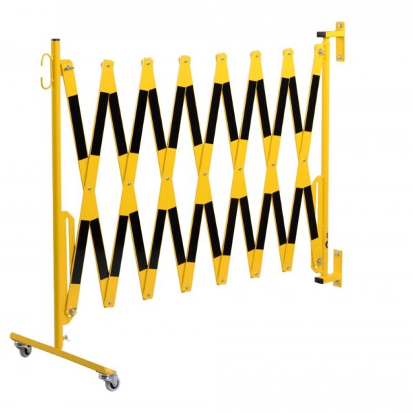 CRASH STOP 70-40W Expandng barrier castors-wall, yellow-black, 4.0 m