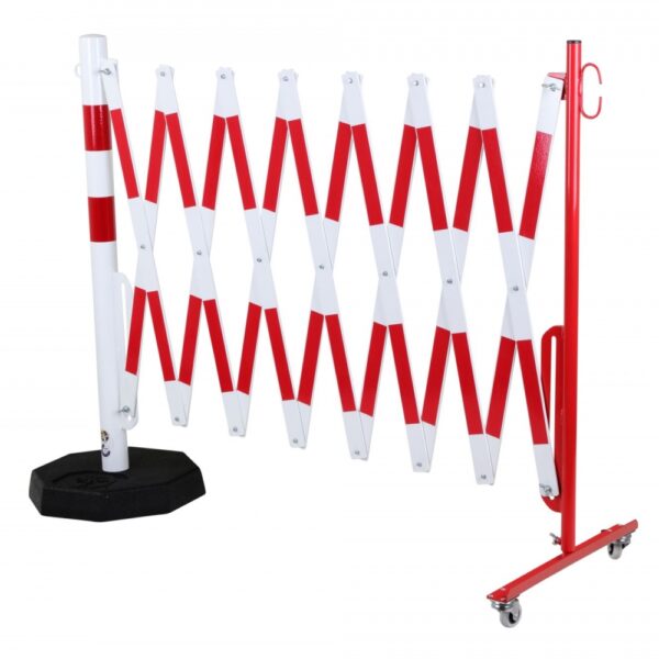 CRASH STOP 70-80 Expandng barrier castors-plate, red-white, 4.0 m