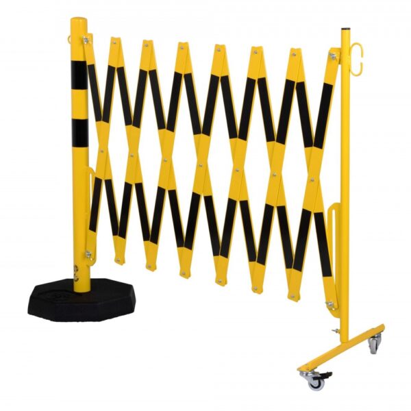 CRASH STOP 70-90 Expandng barrier castors-plate, yellow-black, 4.0 m