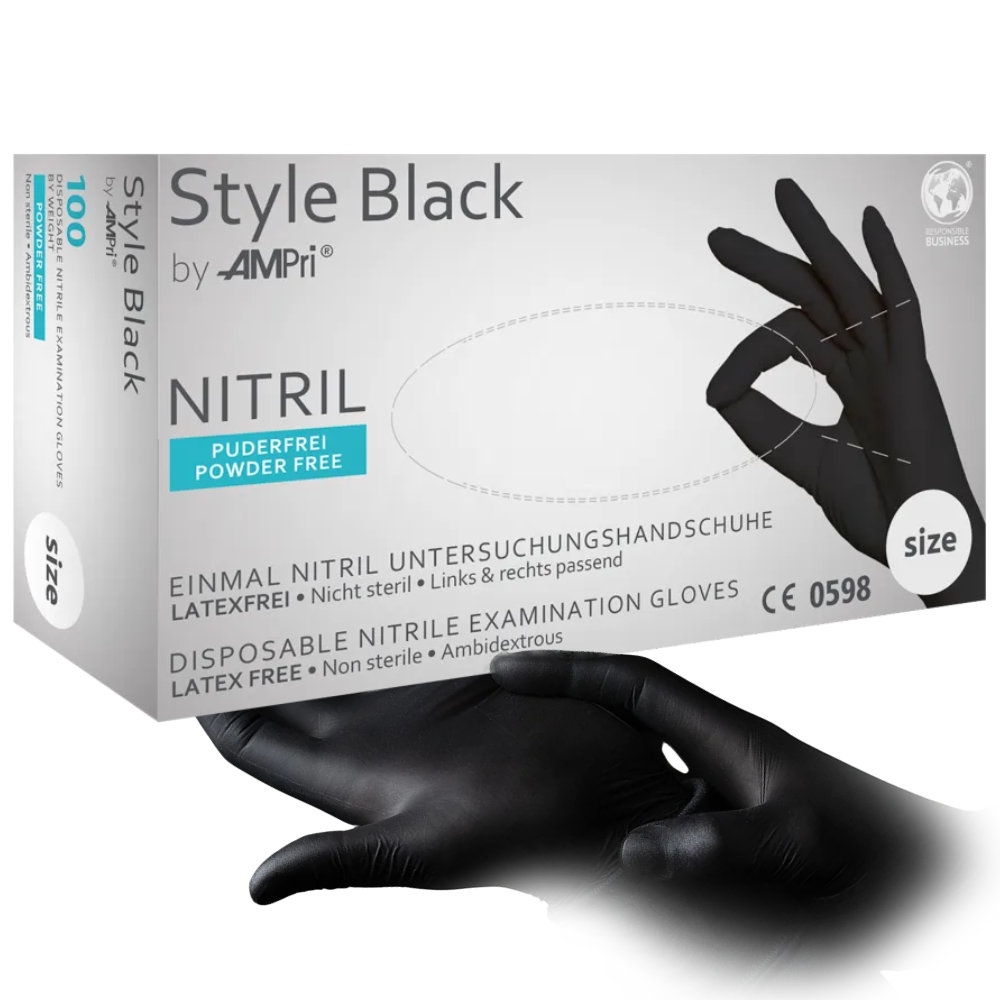 MED COMFORT Style black 100 nitrile protection gloves powder free box