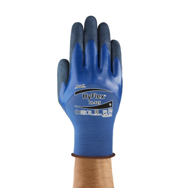 Ansell HyFlex 11-925 oil repellent protective gloves 8-10