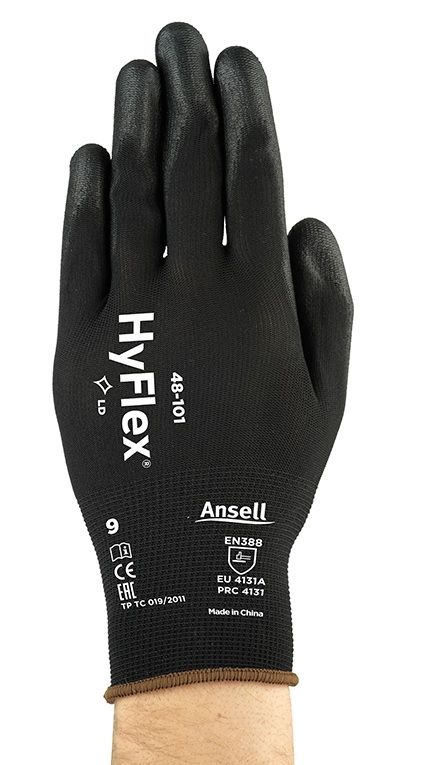 Ansell HyFlex 48-101 Black PU-coated multi-purpose gloves