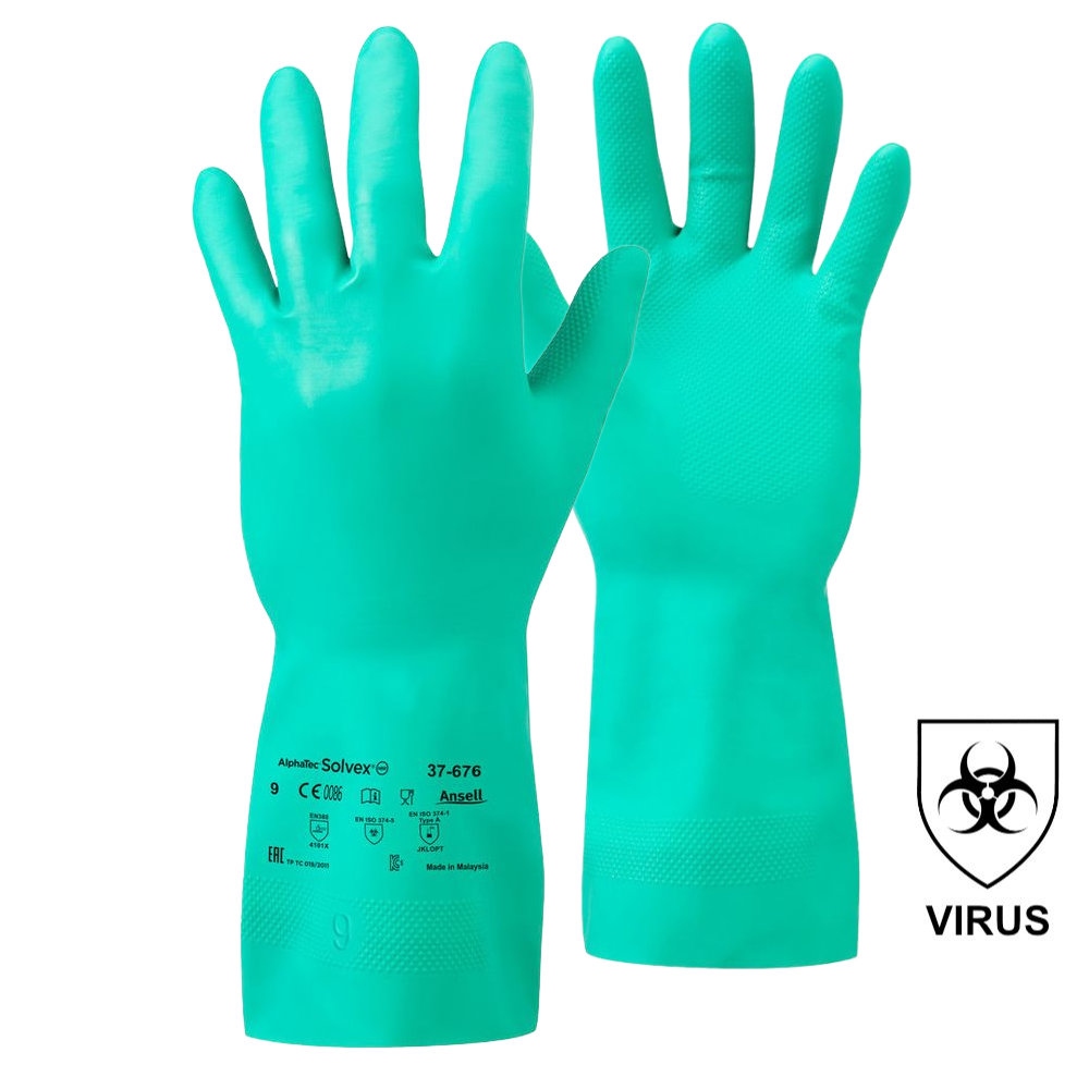 Ansell Solvex 37-676 Nitrile Chemical Protective Gloves 330mm