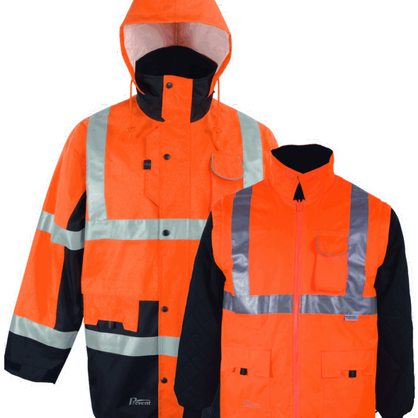 Prevent® 3360 5 in1 winter orange High visibility Parka with hood