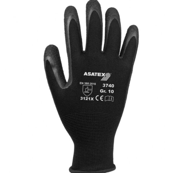 Asatex 3740 Polyester protective gloves, latex coating 7-11