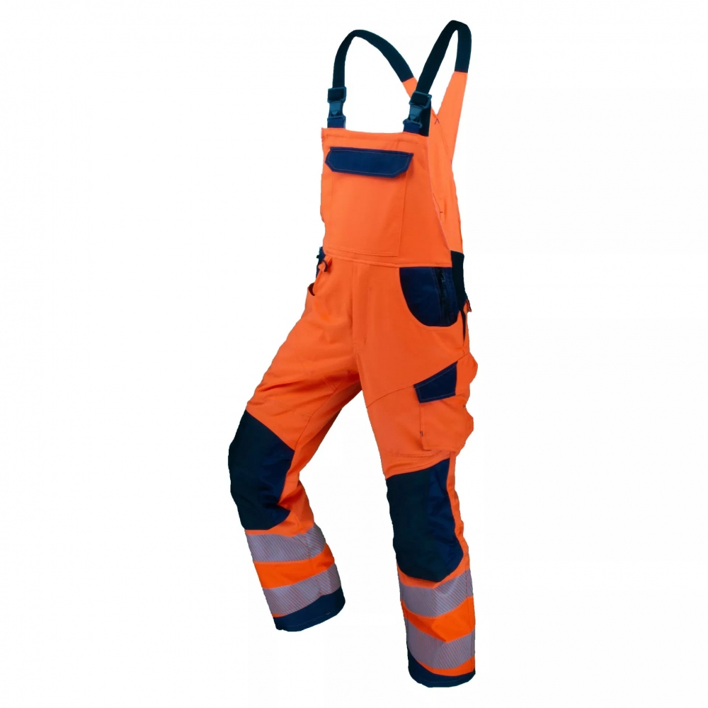 High visibility dungarees EN 20471 class 2 orange/navy, Asatex 4182LH