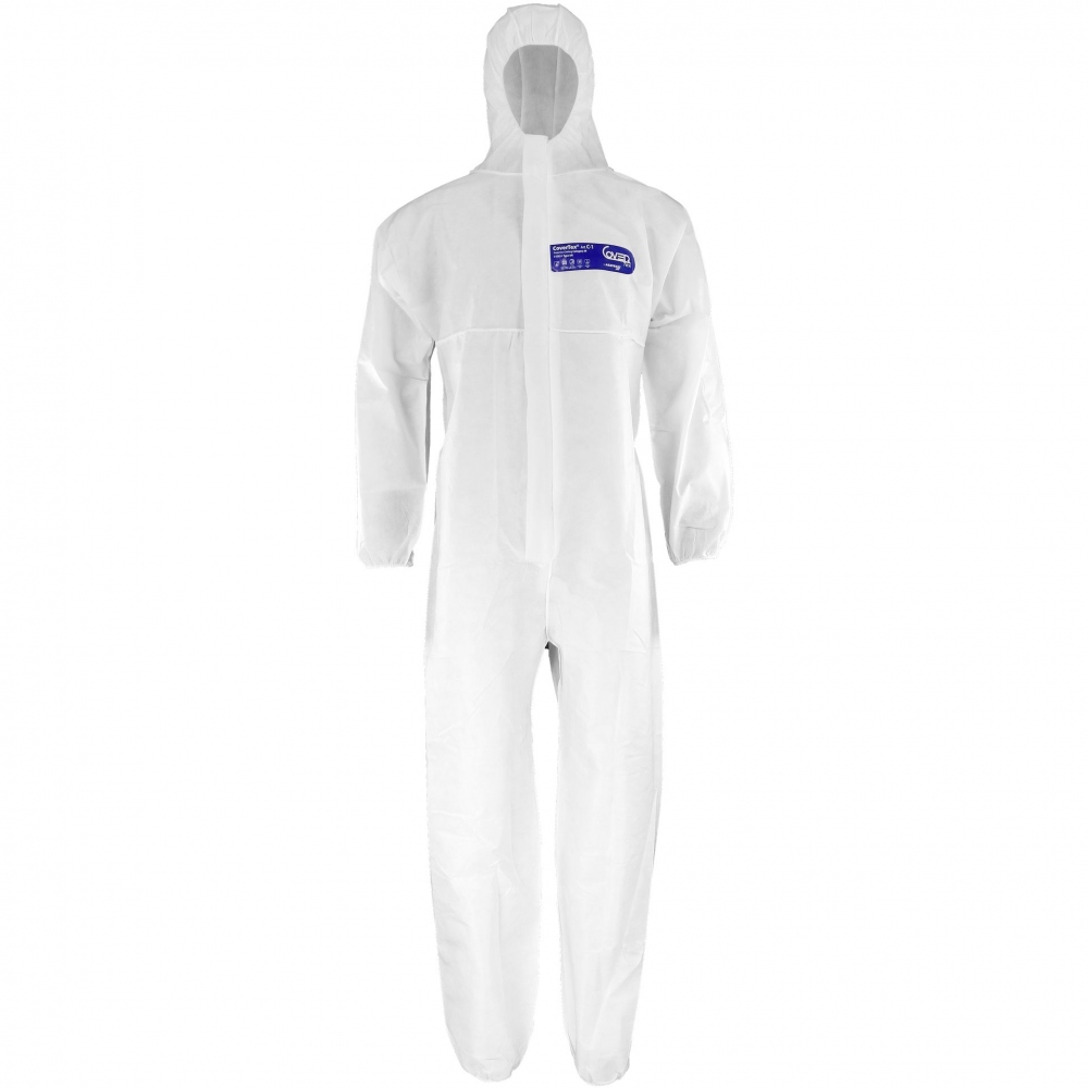 CoverTex C-1 SMMS chemical coverall white cat III type 5+6