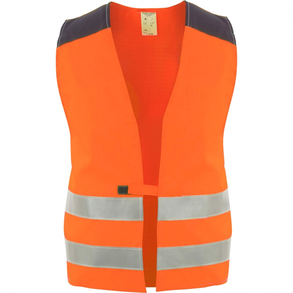 Flame retardant hi vis vest ISO 20471 orange S-4XL, Asatex FLWE08