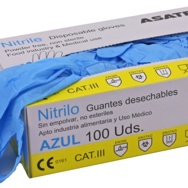 Asatex  Box of 100 nitrile protection gloves, powder free blue