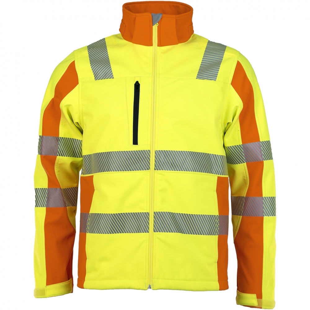 PREVENT® Trendline High-Vis Softshell coat with hood yellow/orange