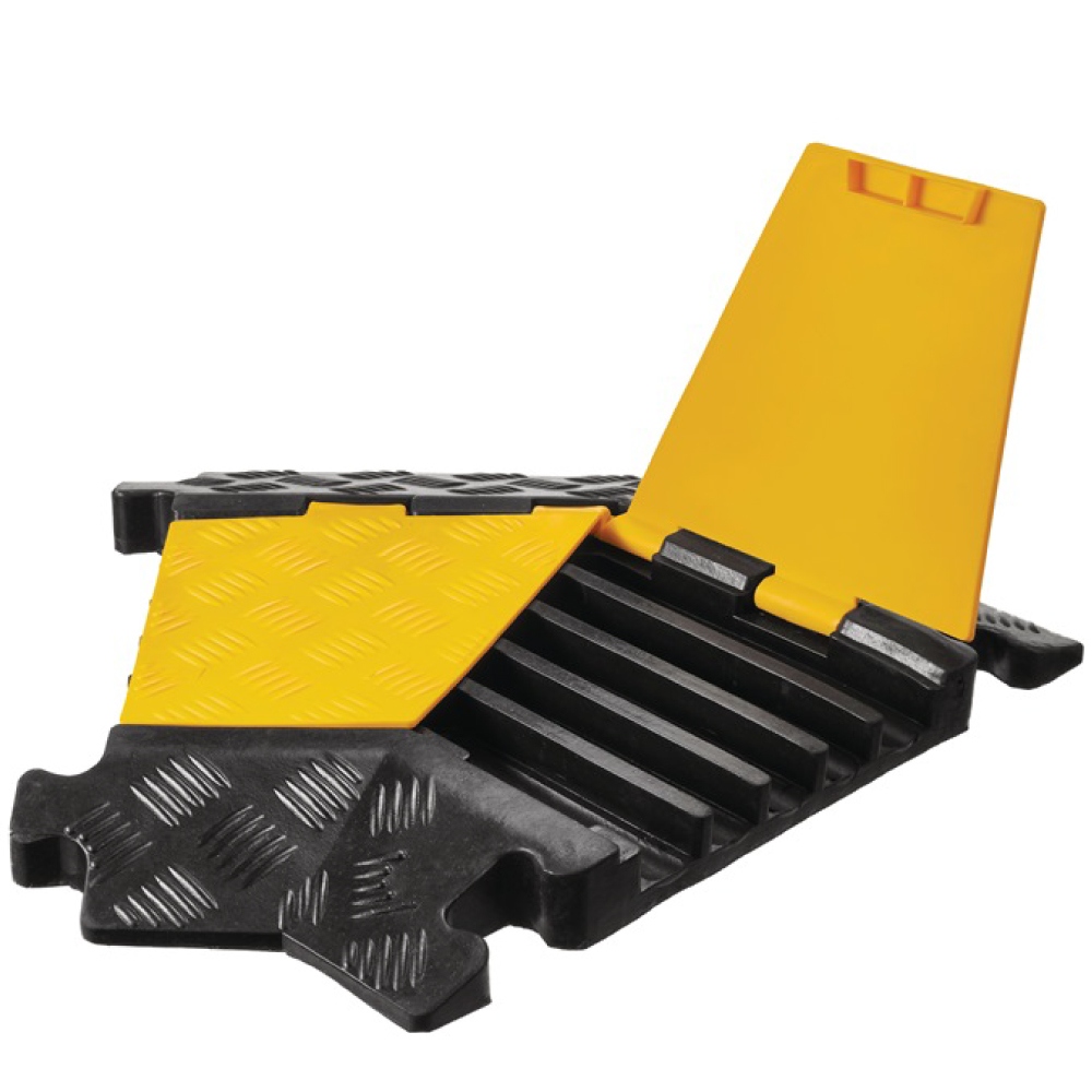 Corner cable bridge with lid 5 cable channels Rubber/PE 35 x 35 mm