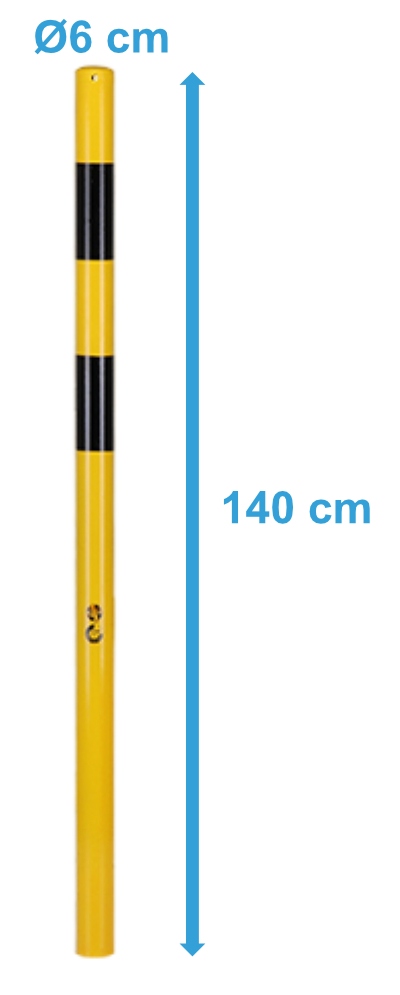 CRASH STOP 20-20 Steel barrier post yellow-black 1400 x Ø60 mm