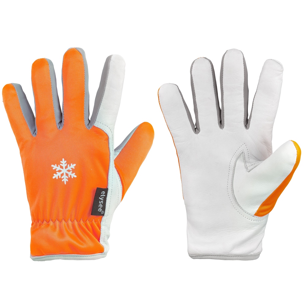 Elysee 0287 GROEDEN Winter leather safety gloves Hi-Vis, orange 8-11