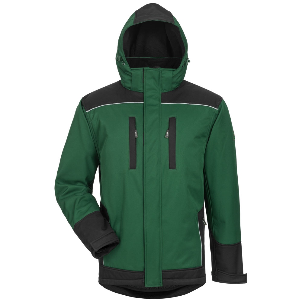 Winter Softshell jacket with hood green/black S-3XL, Elysee 20041
