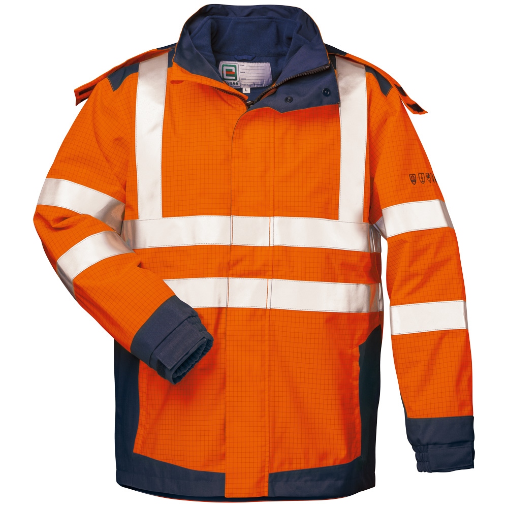 Multi-norm Hi Vis Jacket 3-in-1 convertible orange/navy, Elysee 23416