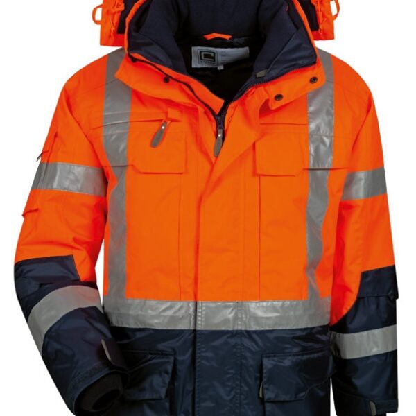 Hi Vis Premium Winter Parka 4-in-1 Jacket orange/navy, Elysee 23431