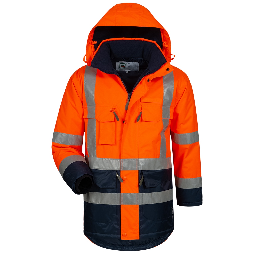Hi Vis Waterproof Parka Jacket orange/navy blue XS-3XL, Elysee 23432