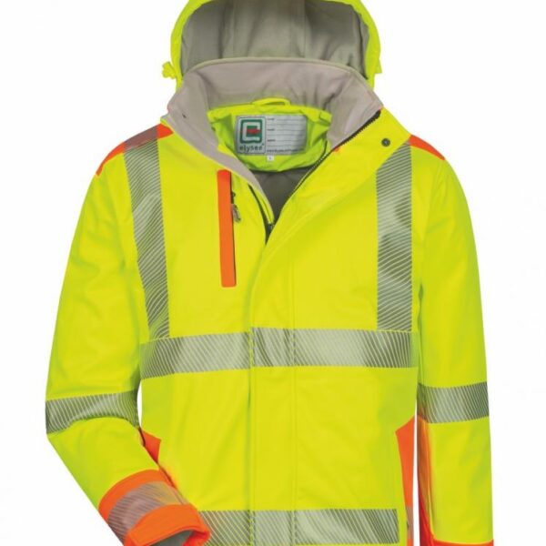 High-Vis Softshell winter coat with hood yellow/orange Elysee® 23446