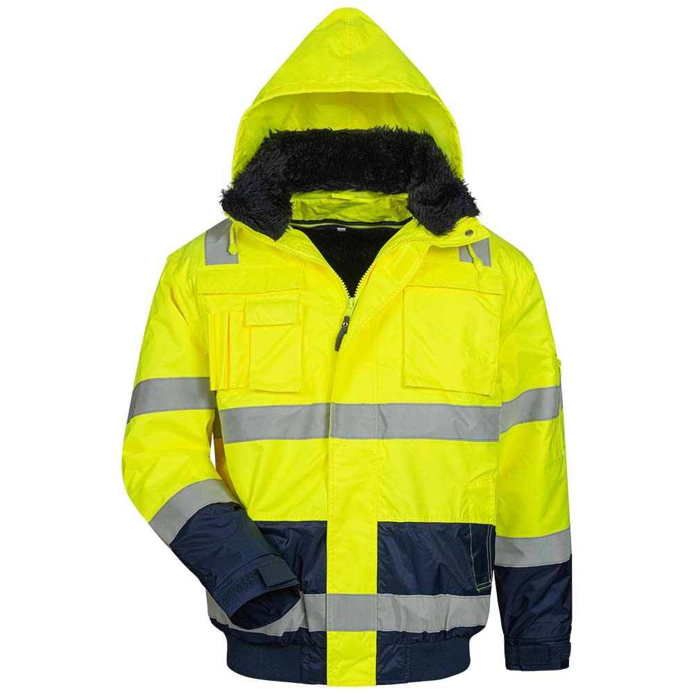 Hi Vis Bomber Jacket 4-in-1 waterproof yellow/navy S-4XL, Elysee 23458