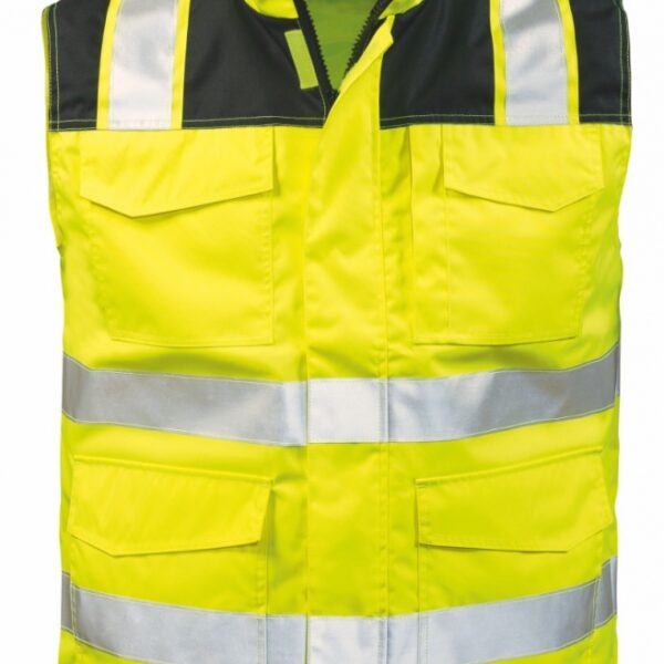 Hi vis polyester vest oil-repellent yellow/black S-3XL, Elysee 23518