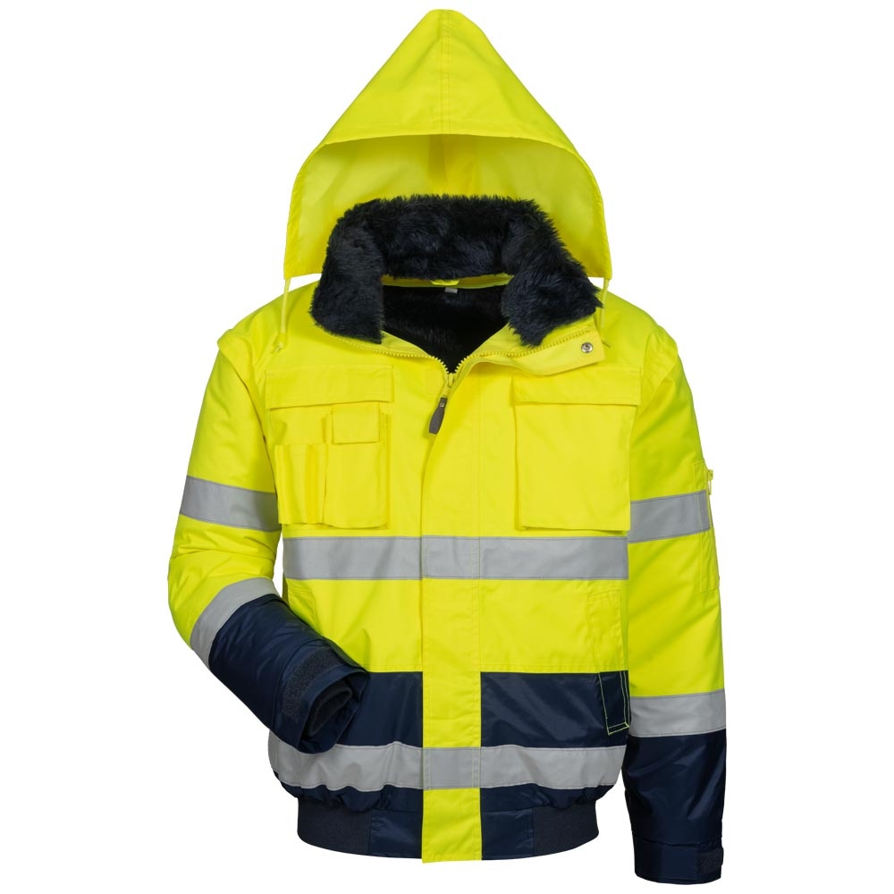 Hi Vis Bomber Jacket 4-in-1 waterproof yellow/navy S-4XL, Elysee 23558