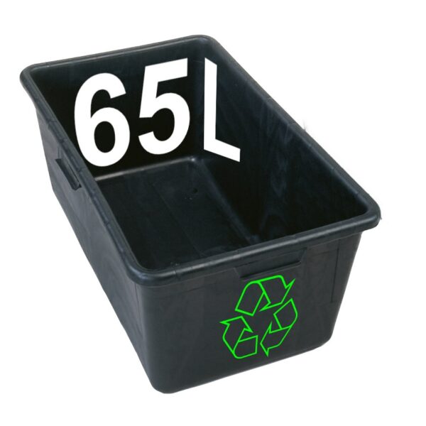 Mortar container made of black recyclable plastic 65 Liter