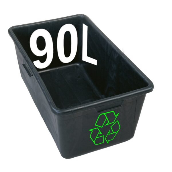Mortar container made of black recyclable plastic 90 Liter