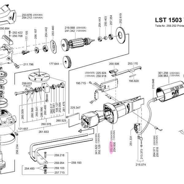 Flex 252.617 Motor case - spare part