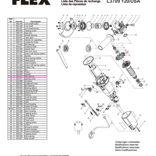 Flex 336.610 Ball bearing for L3709