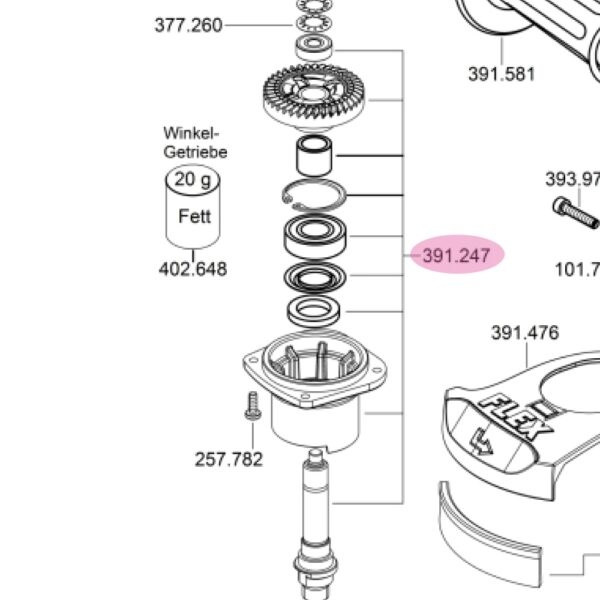 Flex 391.247 Gear shaft SE 14-2 - original spare part