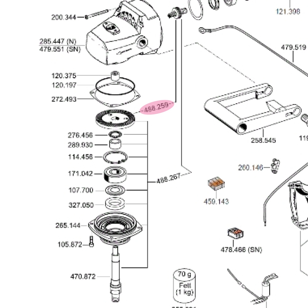 Flex 488.259 Gear Set LW1202 N (M7) -KH - original spare part