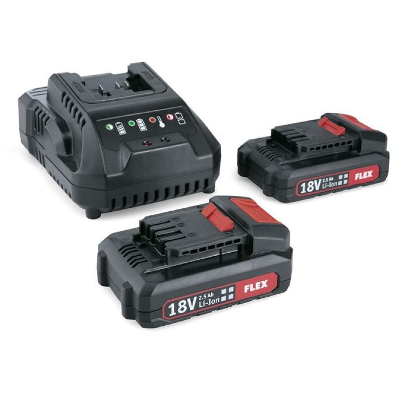 Flex 491.357 Power Set 22 Q charger 18V and 2 batteries 2.5 Ah