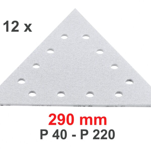 Flex Sandpaper triangle 12 holes, 290mm, MF-P 40-220, 12 pieces