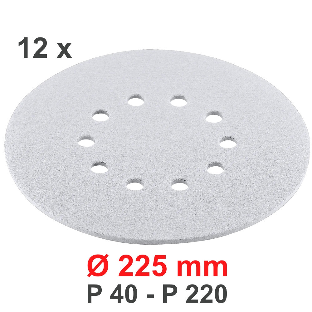 Flex Sandpaper extra-fine 10-holes, Ø 225mm, MF-P 40-220 12 pieces