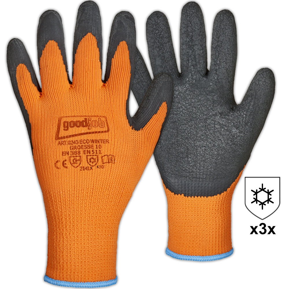 Goodjob 0234 ECO Winter Latex-coated Safety Gloves orange 8-11