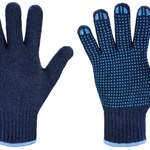 GoodJob 0375 RUDONG Knitted cotton gloves with vinyl dots blue 7-11