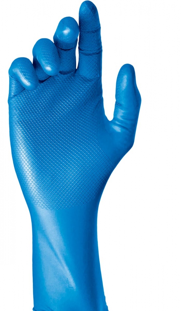 Grippaz Box of 50 nitrile protection gloves, powder free blue 30cm