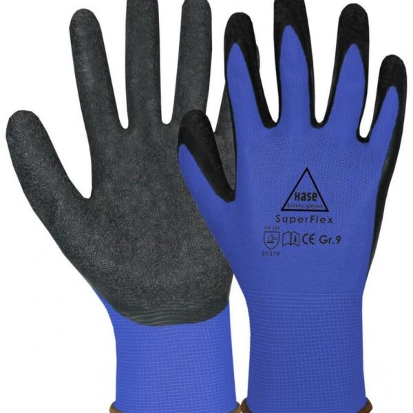 Hase Superflex Protective Assembly gloves latex coated blue 6-11