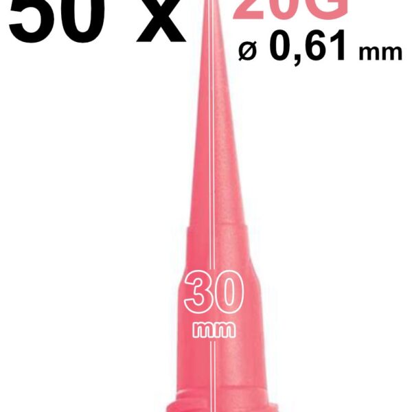 Loctite 97223 Set with 50 PE tapered tip dispensing needles 20G pink