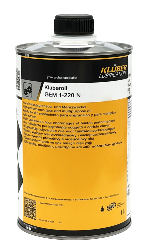 Klüberoil GEM 1-220 N High-performance gear oil 1L